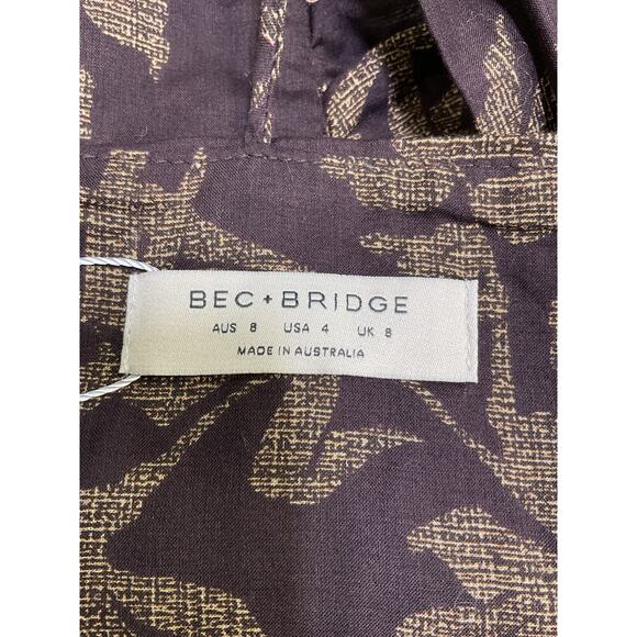 Bec + Bridge 'Desert' Brown Cotton Palm Top Size 4 - Picture 4 of 5
